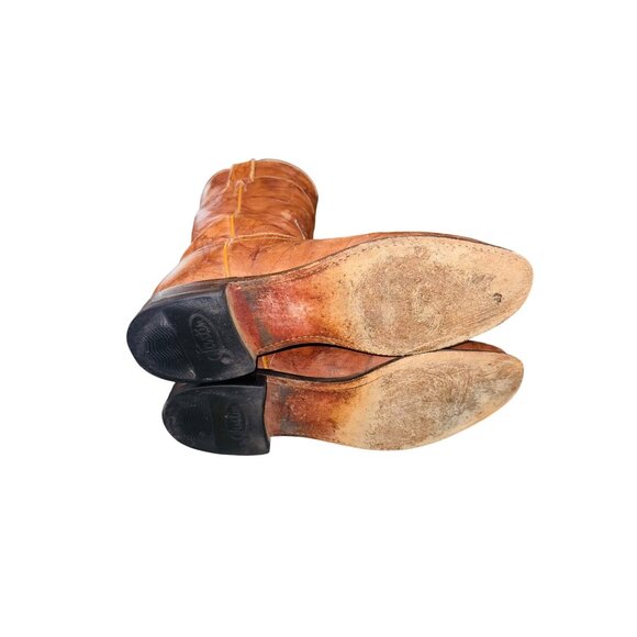 Justin Men’s Jackson Brown Leather Marbled Western Cowboy Boot Size 9 Work - Picture 11 of 12